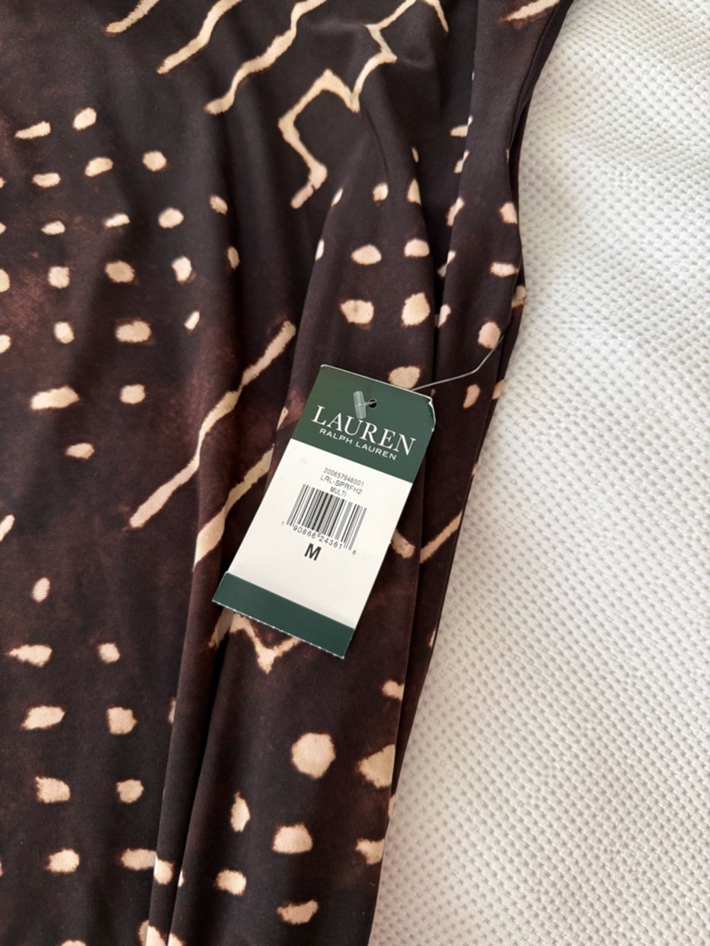 Ralph Lauren Brown Printed Cap-Sleeve Mini Dress - Picture 2 of 8